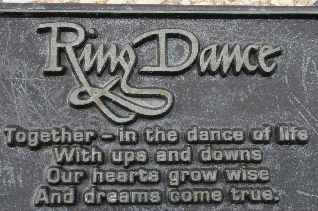 Fountain information imprinted upon a plaque.