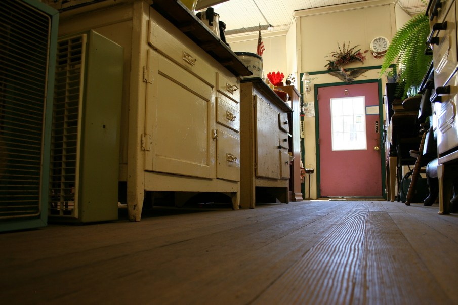 Admire the aged wood floors.