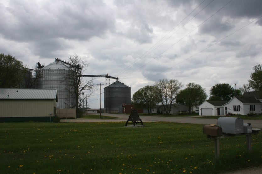 Driving toward downtown.