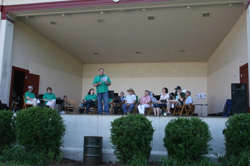 Jason Reher addresses the crowd at Faribault Heritage Days opening ceremony Wednesday evening and then talked to me afterward about this concerns.