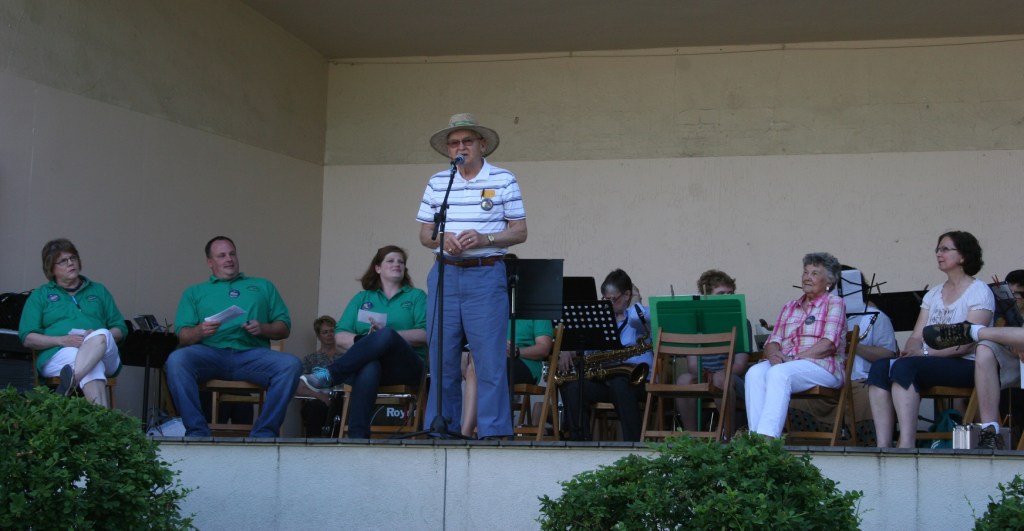 Co-honorary parade grand marshall Roy Anderson addresses the crowd at the opening of Heritage Days.
