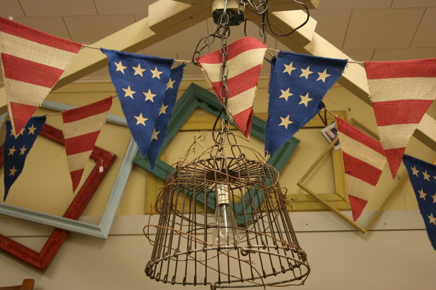 Fourth of July, light and banners