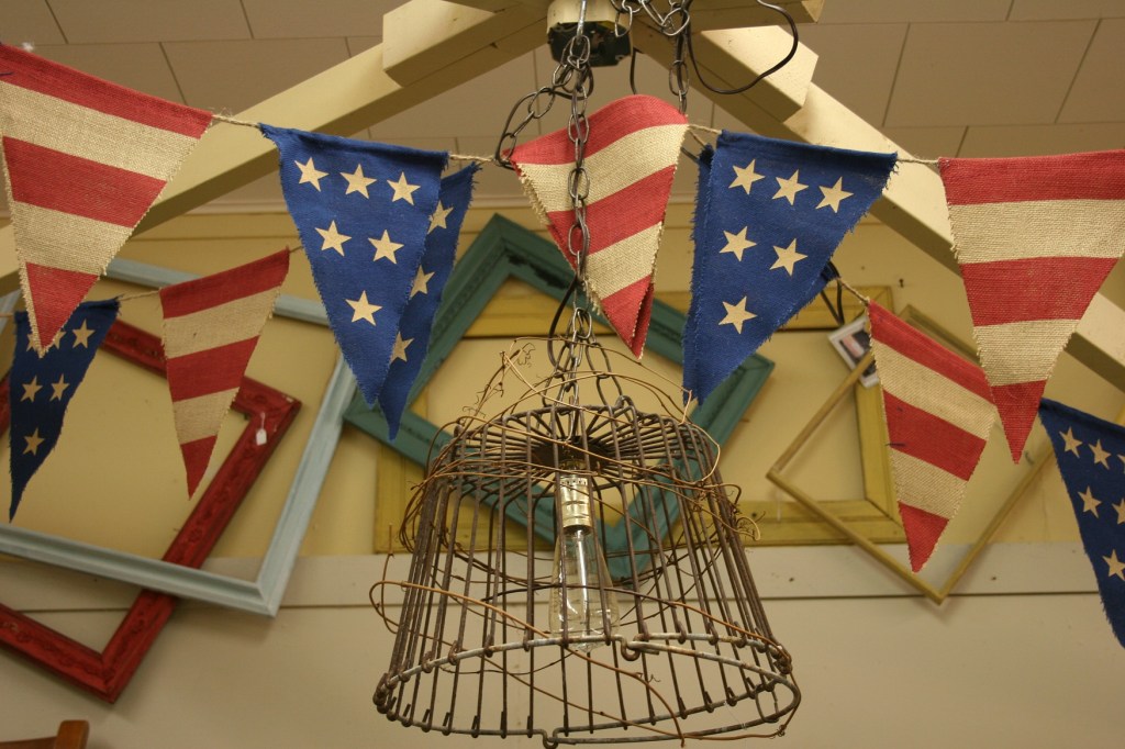 Fourth of July, light and banners