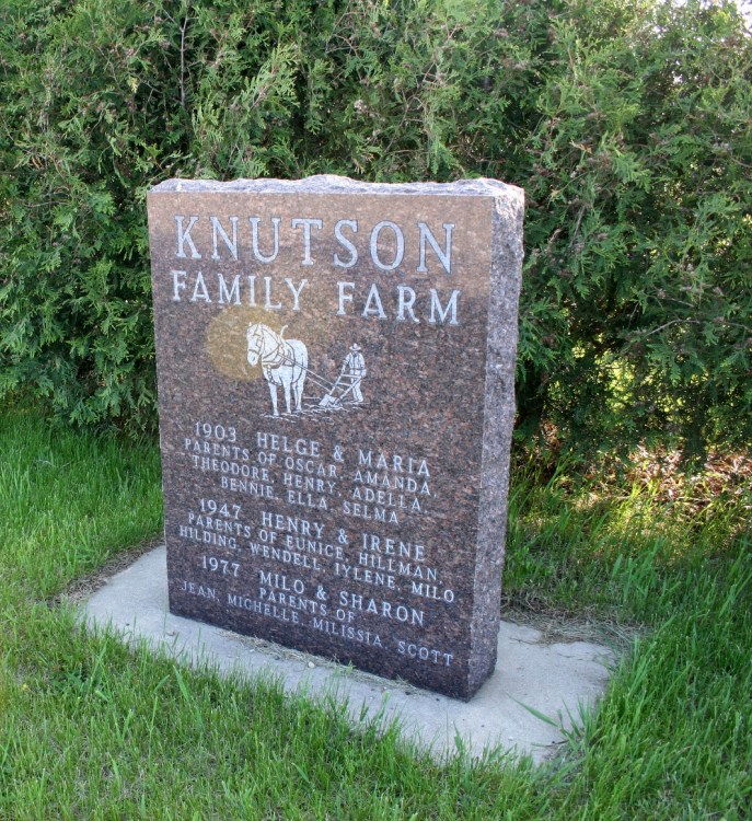 Another marker notes the Knutson family farm.