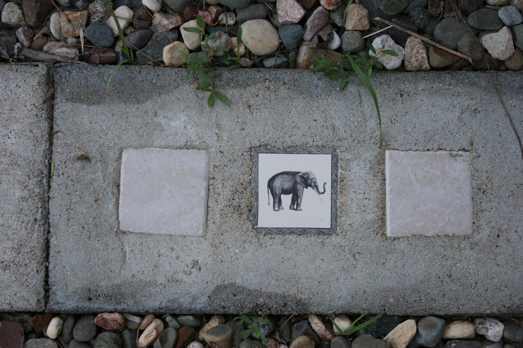 Sample tiles were used in the labyrinth.