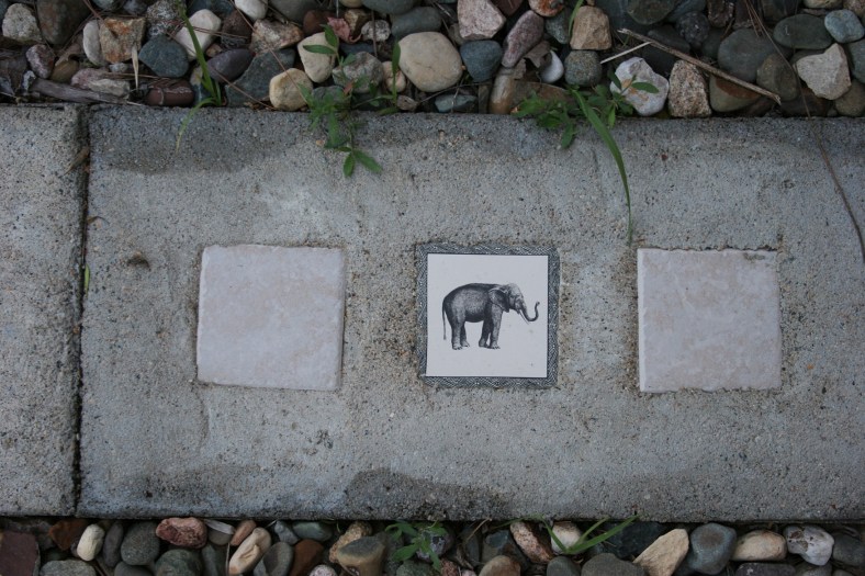 Sample tiles were used in the labyrinth.