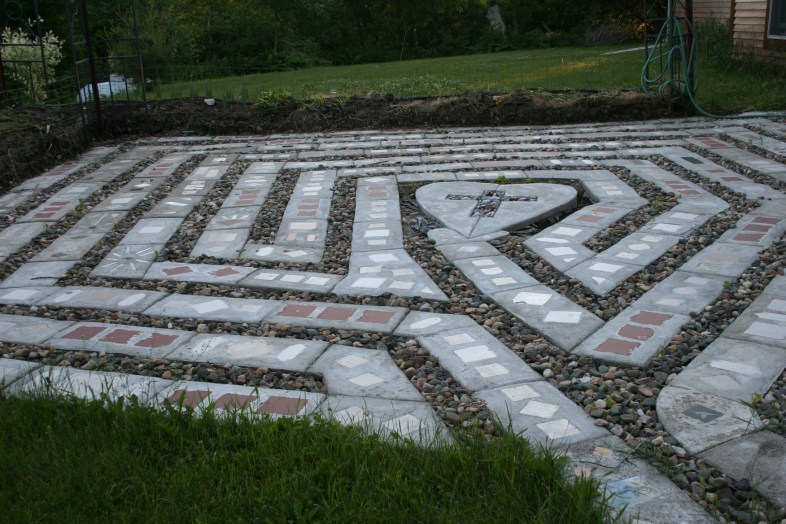 An overview of Joy's backyard labyrinth.
