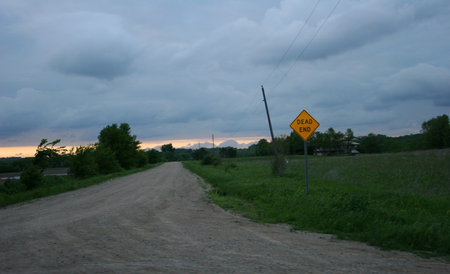 A gravel road shoots off