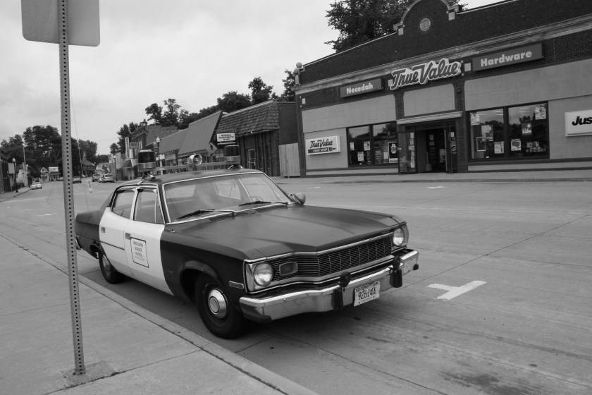 Necedah, downtown and patrol car