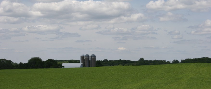 Sunday drive, barn and silos, distant