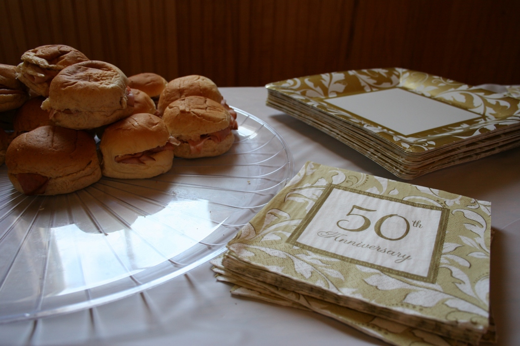 A little lunch was served at the anniversary party.