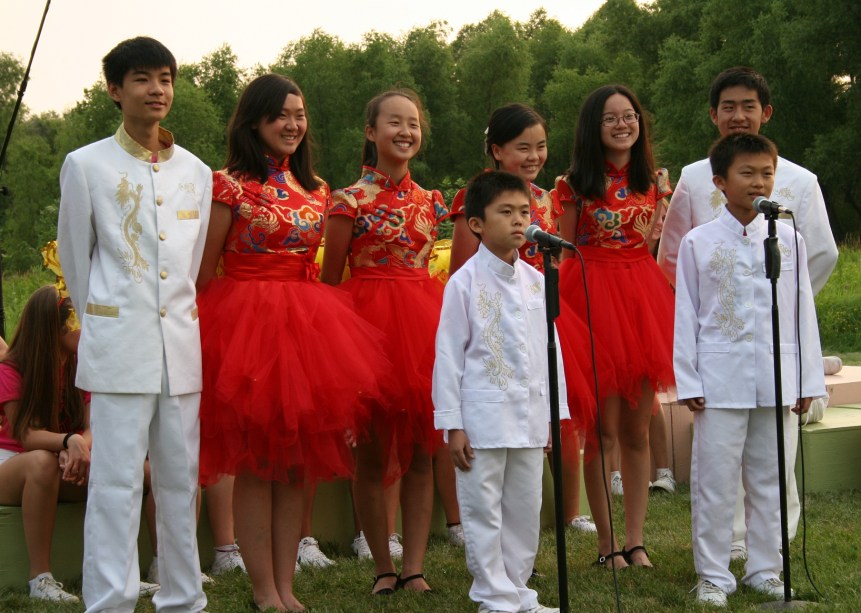 Ready to perform in traditional Chinese attire.