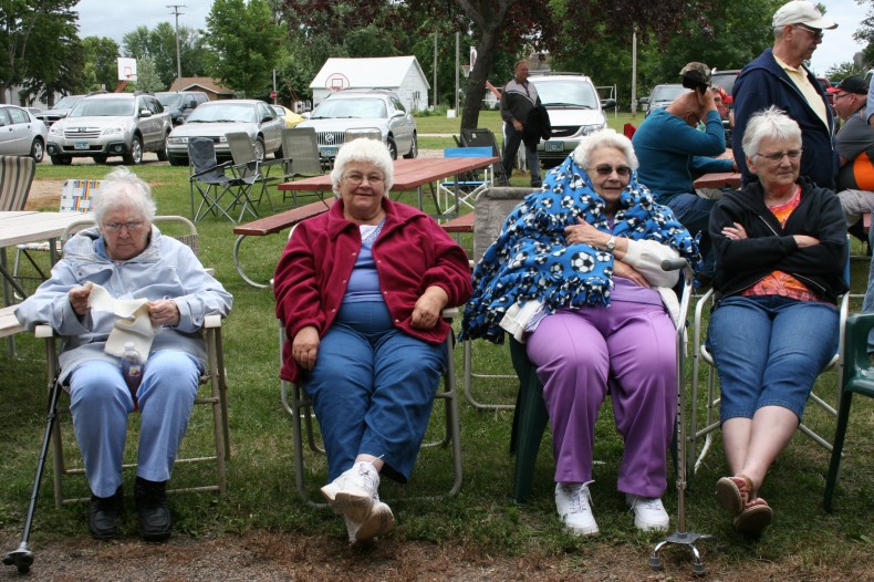 My mom, left, and several of the aunts line up to watch the afternoon games.