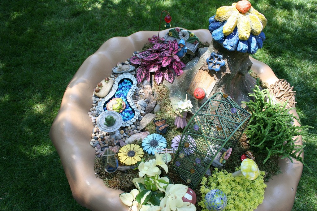 Looking down into a fairy garden.