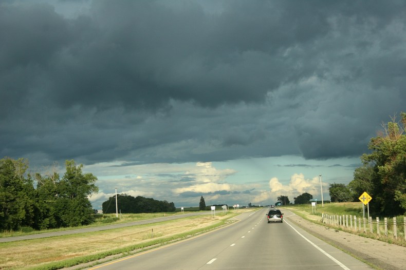 Traveling U.S. Highway 14 near Eagle Lake.