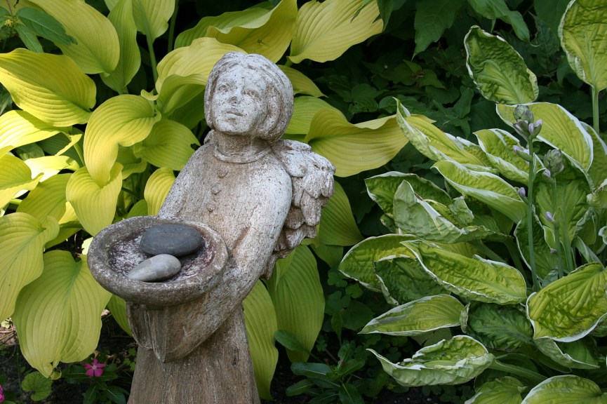 Garden art in the hosta.