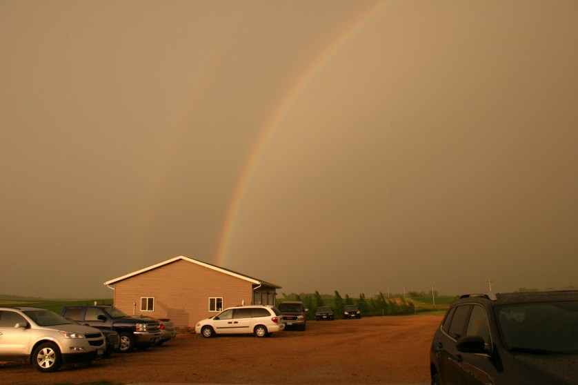 One end of the beautiful double rainbow.