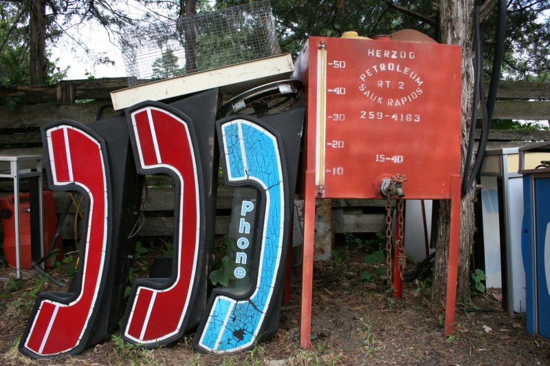 Vintage phone booths are a major part of the collection.