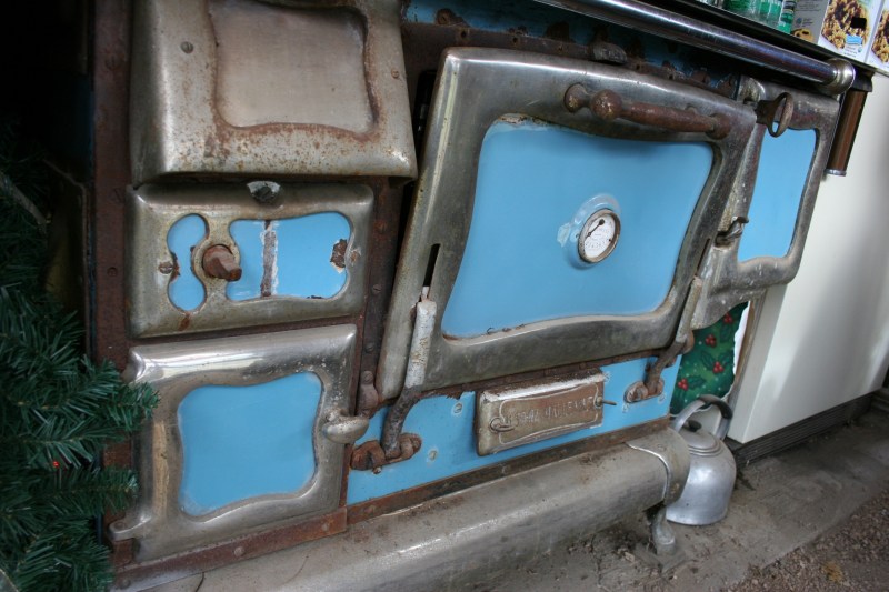 The wood-burning cookstove Mary used when Joe was growing up.