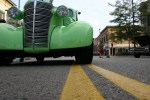 Faribault car show, yellow lines and green car