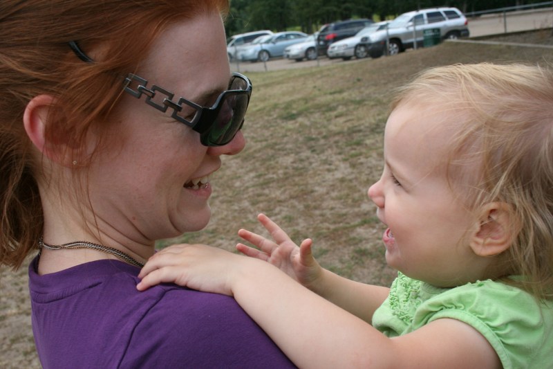 I was attempting to photograph my great niece, Katherine, trying on her mom's sunglasses. I finally got that shot. But I also got this one, my favorite for the loving look exchanged between the two.