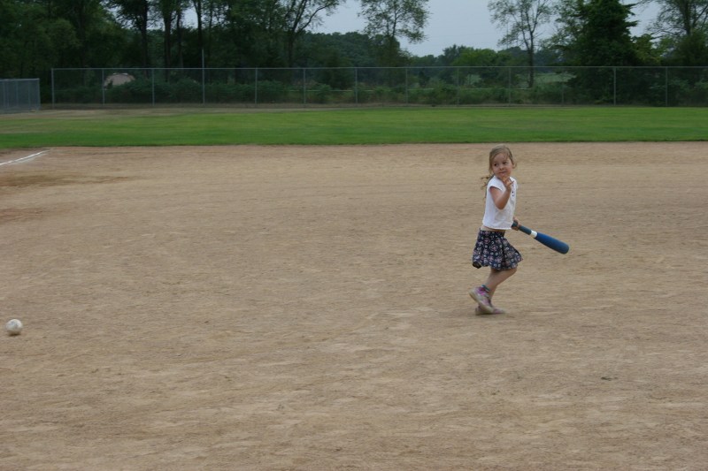 The ball diamond proved a popular spot for the little ones like my great niece, Meghan.