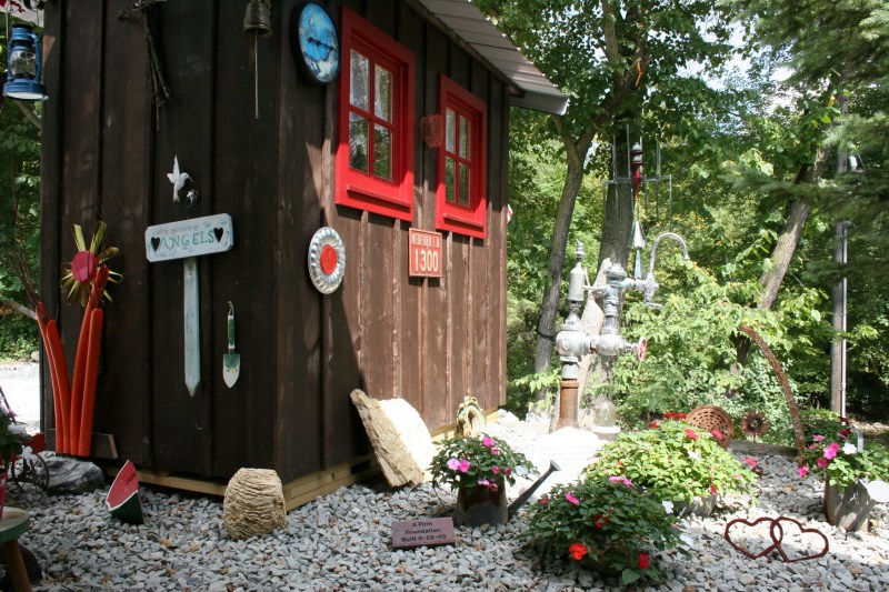 Steve has built several of these sheds, this one graced with some of the art he's crafted.