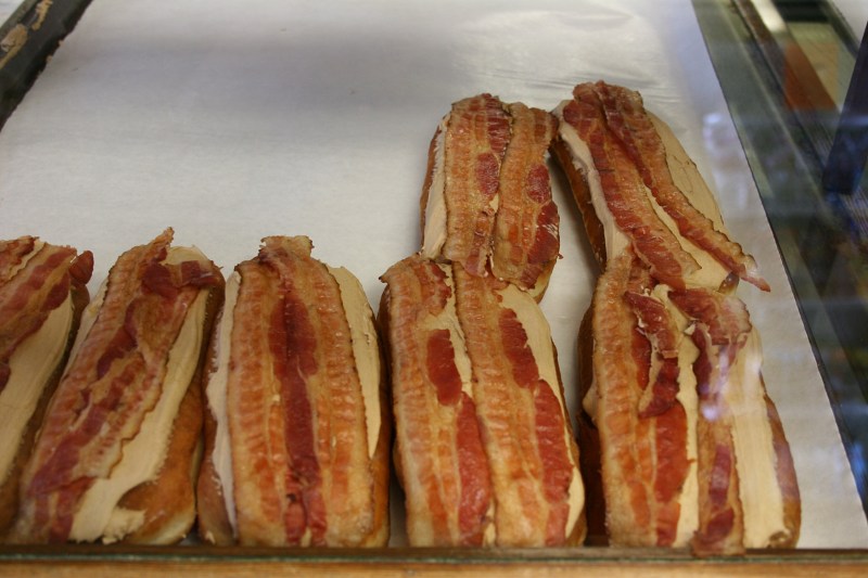 I know what you're thinking, bacon on a pastry. But paired with maple icing, it works. This is one of Bloedow's most popular offerings.