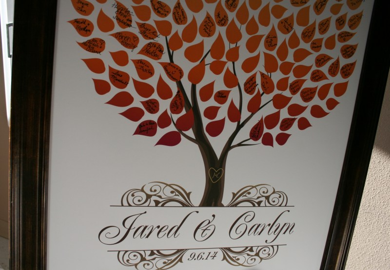 Instead of signing their names in a guestbook, guests signed the leaves on this tree.