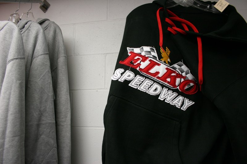 Sweatshirts were the attire of choice Saturday evening. for those fans smart enough to wear them to the track or purchase them at Speed Zone.