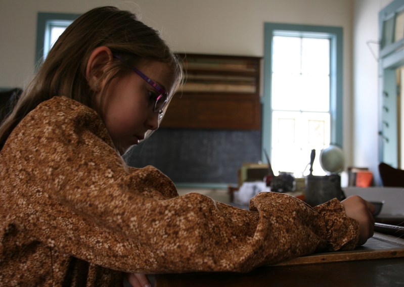 Lessons written on slate.