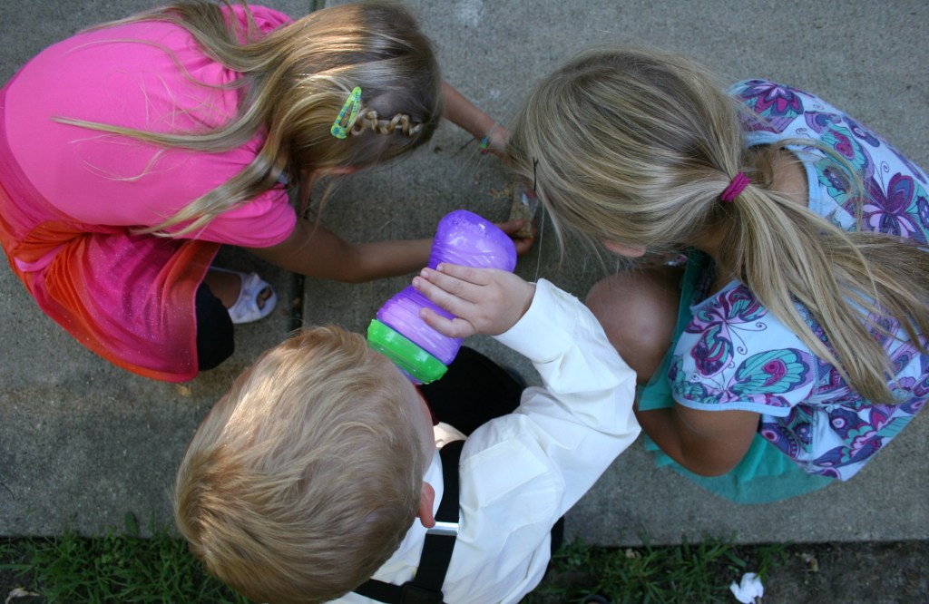 Hank needed a drink from his sippie cup, which he toted around most of the afternoon.