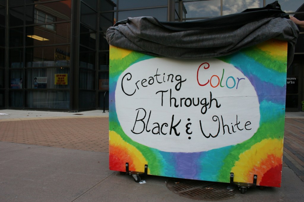 The colorful back of the piano.
