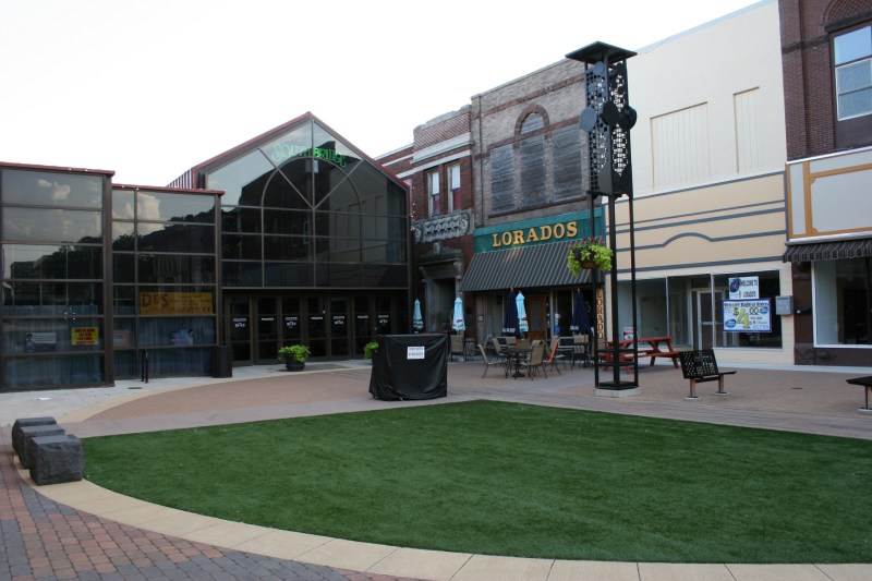 A "Tunes for the Town" piano located in Mason City's downtown Plaza.