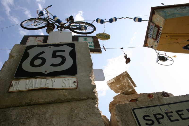 The garden features an abundance of bikes.
