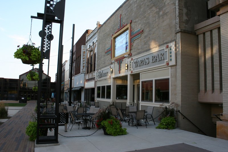 The Plaza, a green space (even if it is artificial turf) in downtown Mason City, provides an ideal location for sculptures.