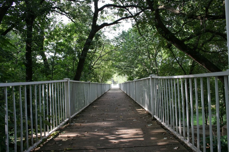 Just another view of the long and scenic bridge. On the afternoon we visited, three deer frolicked in the creek.
