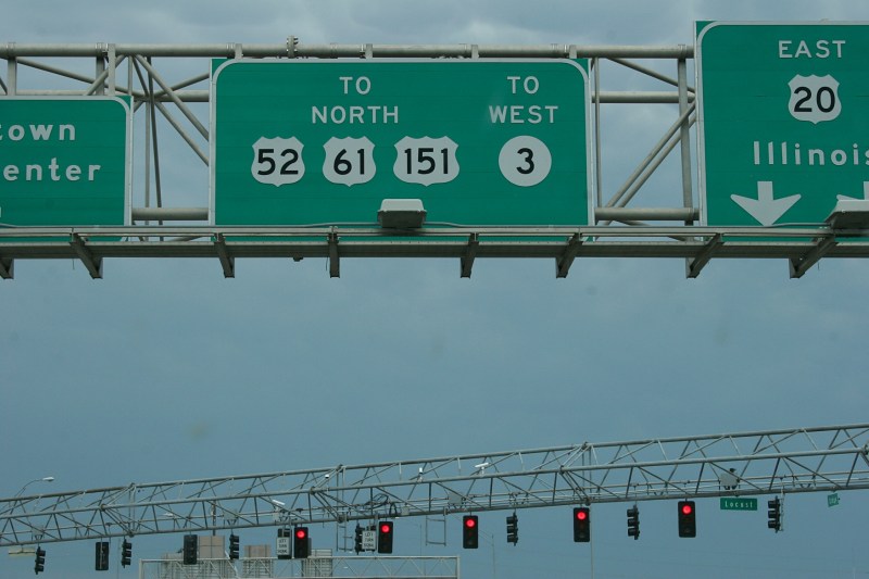 Stoplights in Dubuque, red