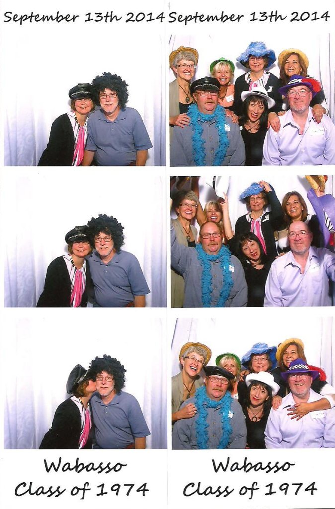 My husband and I pose for a photo that I told him will be our Christmas card. In the photo to the right is Lindsey, right front, whom I have not seen in 40 years. He promised to return for the next reunion.