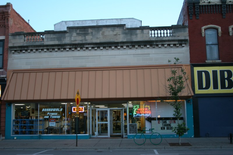 This building seems out of place among all of the historic structures.