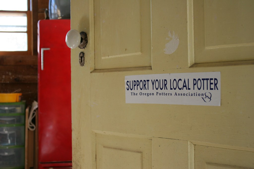 A door inside the pottery shed.