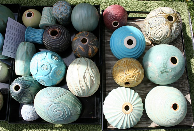Colleen Riley of Eureka Pots was selling this garden art among other soda fired ceramics.