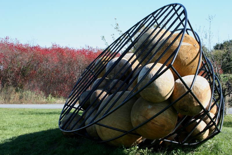 Maryland artist James R. Long calls his sculpture "Vessel with Orbs." To me it looks like BINGO balls minus the numbers and letters.