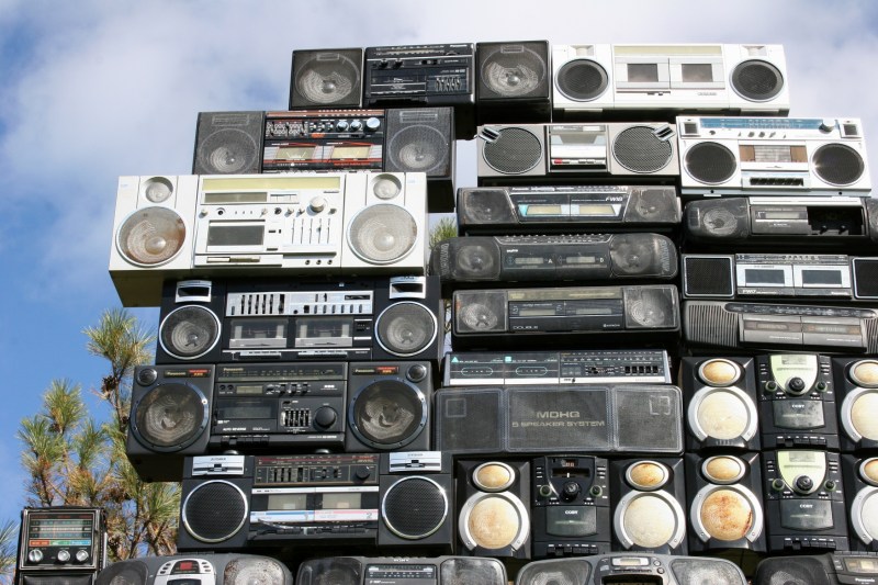 Bayete Ross Smith of New York City created "God the Power: Minnesota," a towering stack of boomboxes. Remember these?