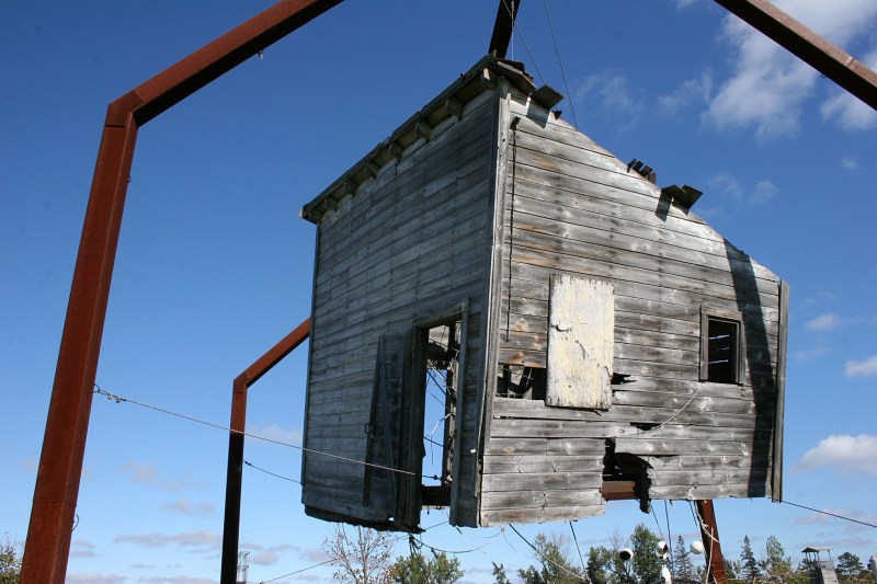 This suspended sculpture by Minnesota artist Melanie VanHouten is titled "Reclamation." All I could think were Dorothy and "you're not in Kansas anymore" and tornadoes and "The Wizard of Oz."