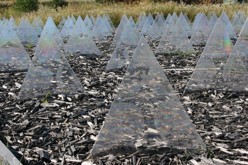 It's interesting to study the light reflecting on these triangles. New York City artist Ryan W. Turley created this sculpture which he calls "Spectacle."
