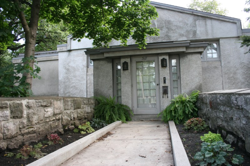 An entry to the 1915 Hugh Gilmore House designed by Francis Barry Byrne. It's located at 511 E. State Street.