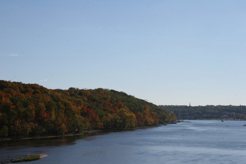 Fall colors are at their prime in some areas of Minnesota. This photo, taken on Thursday, shows the St. Croix River near Stillwater.