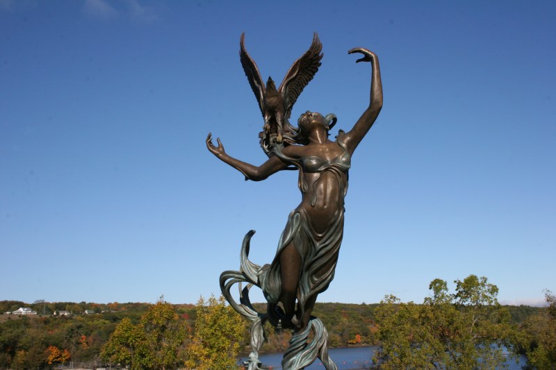 "River Spirit," a bronze sculpture by local Julie Ann Stage, embodies the poetry and natural beauty of the St. Croix River Valley. The artwork was installed in 2007 and stands at a scenic overlook in downtown St. Croix Falls.