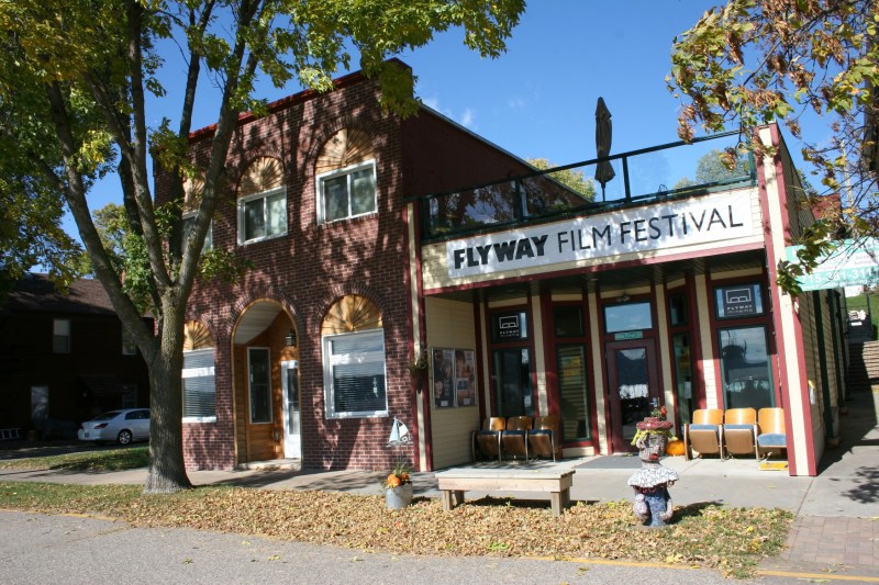 A banner advertised a forthcoming film festival.